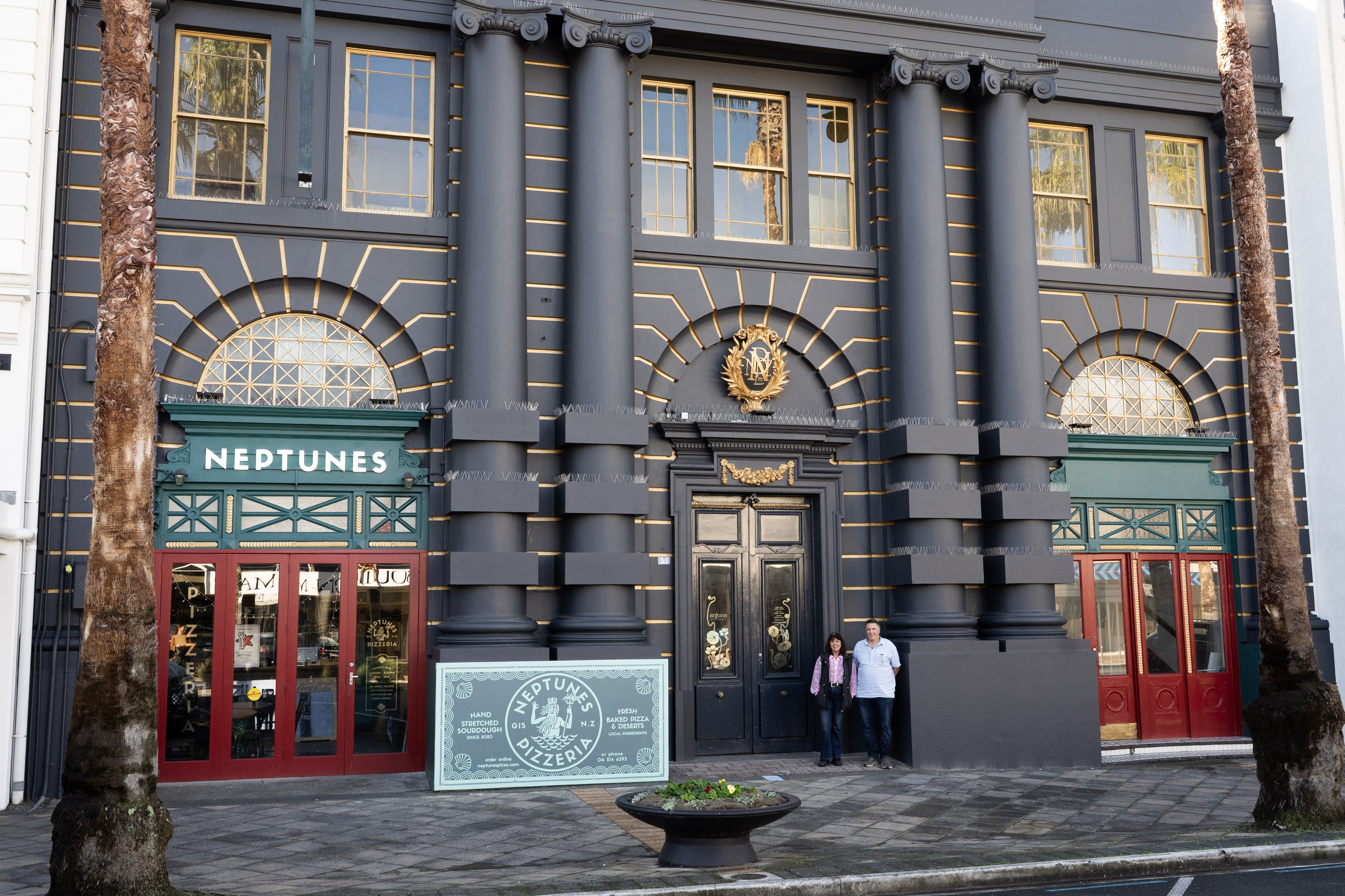 Robbie and Karen McCann outside their heritage building gisborne