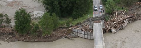 Flood-damaged road network