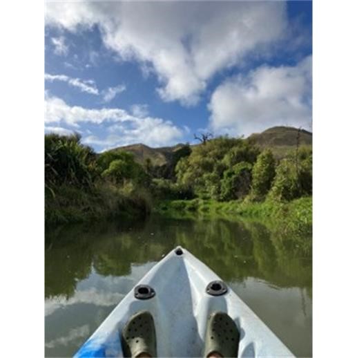 Saltwater wedge mapping kayak Uawa stream May 2024