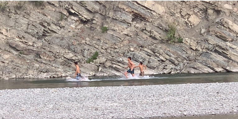 Waiapu River - kids playing in it